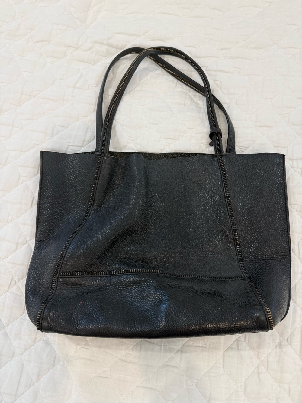 Botkier Zipper Black Leather Tote Bag